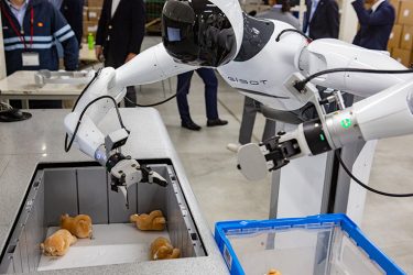 ヒューマノイドロボットがぬいぐるみをピッキングする様子